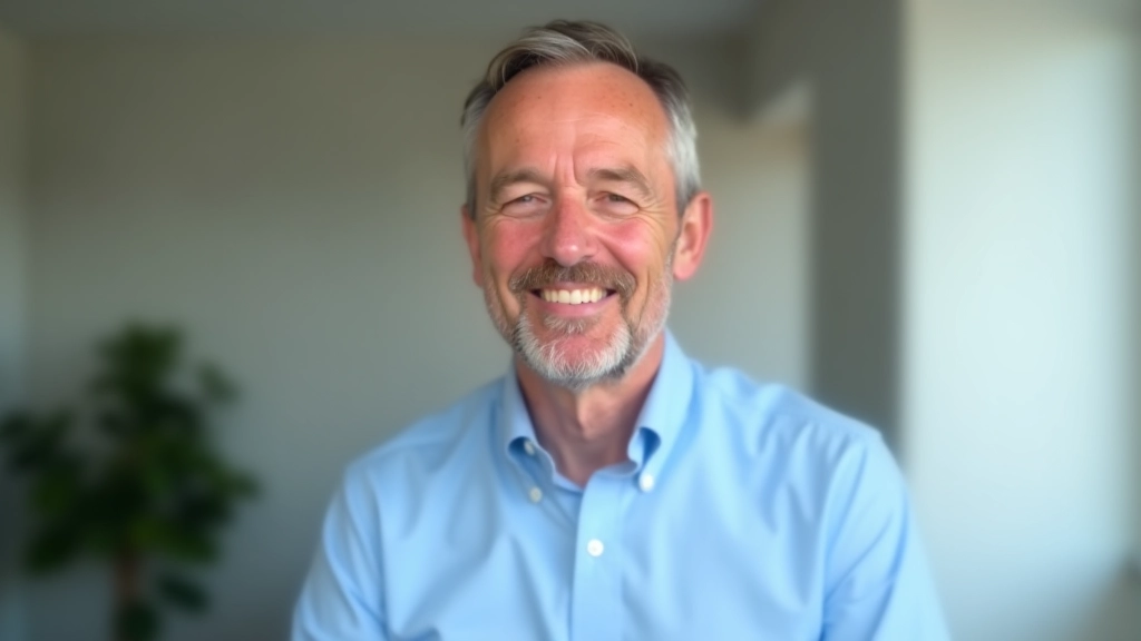 Older man with grey hair looking at camera with warm smile, portrait shot, professional headshot style lighting