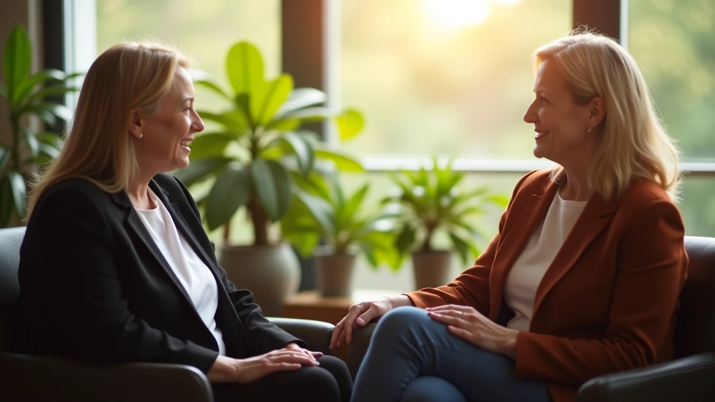 Two professionals in conversation during coaching session